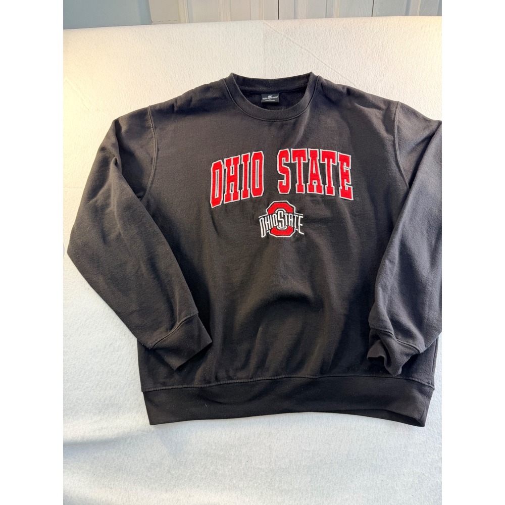 Colosseum Ohio State Buckeyes Crewneck Sweatshirt Mens Large Black Tackle Twill